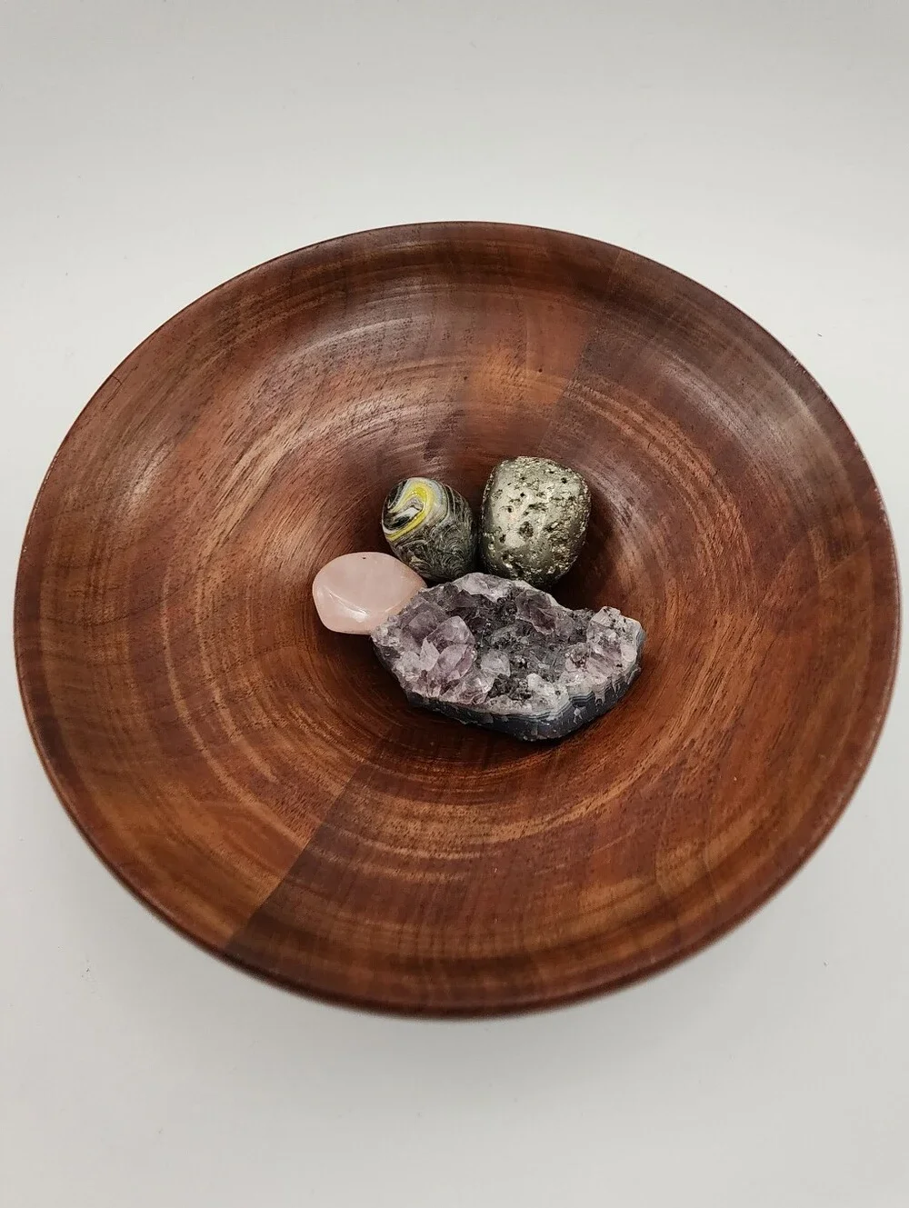 Mid-Century Modern Real Walnut Wood Small Pedestal Serving Bowl